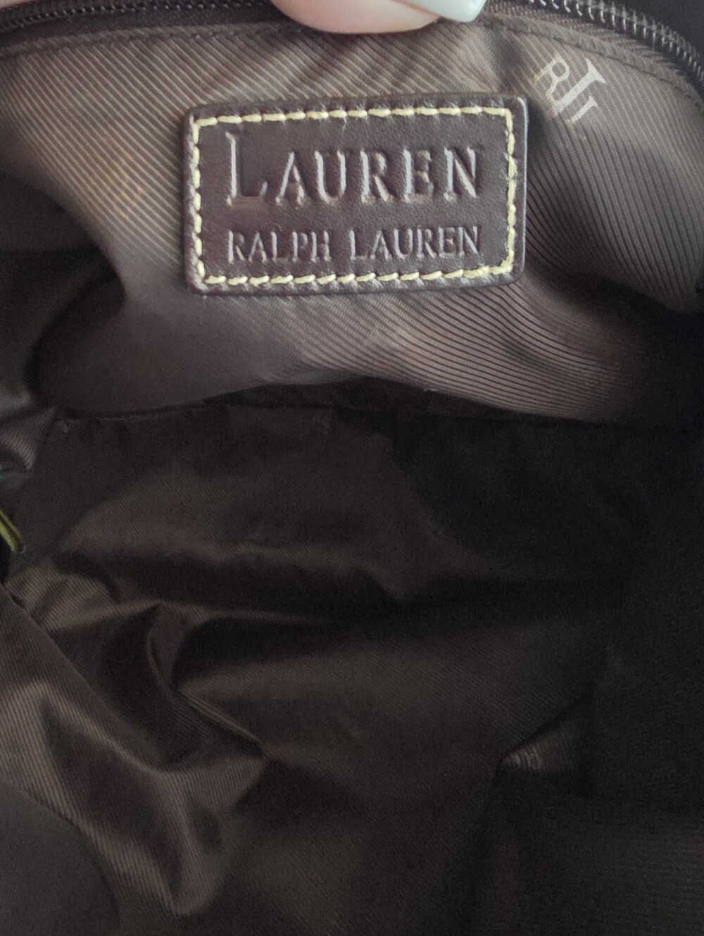 Lauren Ralph Lauren Olive Green Suede Tote with Brown Leather Straps****SALE**** - Picture 14 of 16